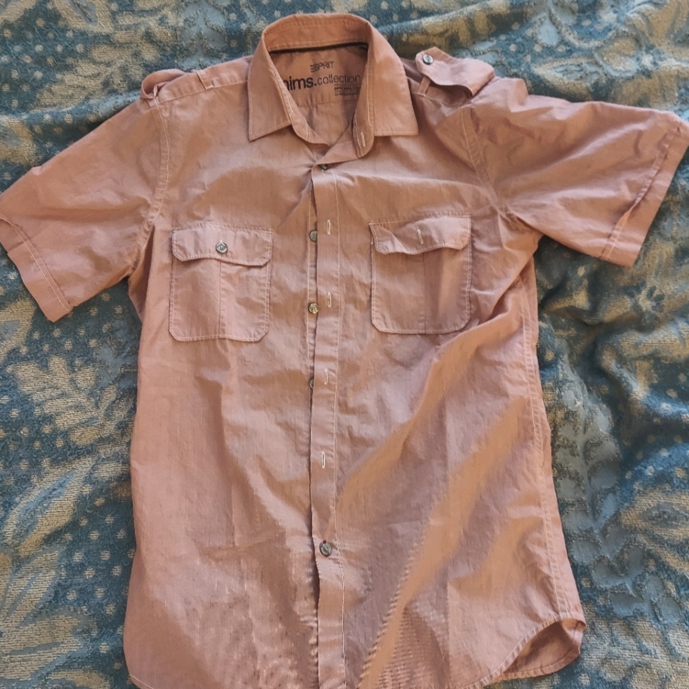 Pink esprit short sleeve button down shirt S